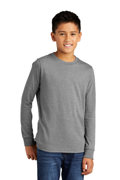 District DT132Y Youth Perfect Tri Long Sleeve Crewneck T-Shirt Grey Frost Model Front