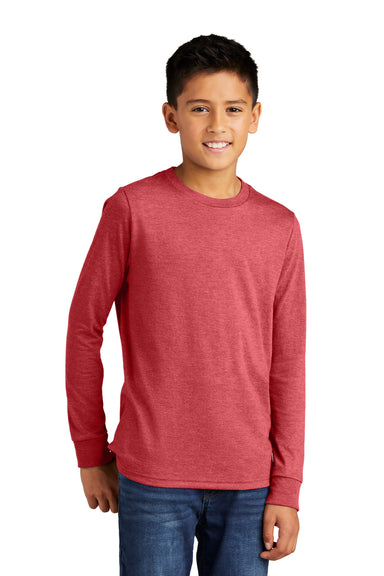 District DT132Y Youth Perfect Tri Long Sleeve Crewneck T-Shirt Red Frost Model Front