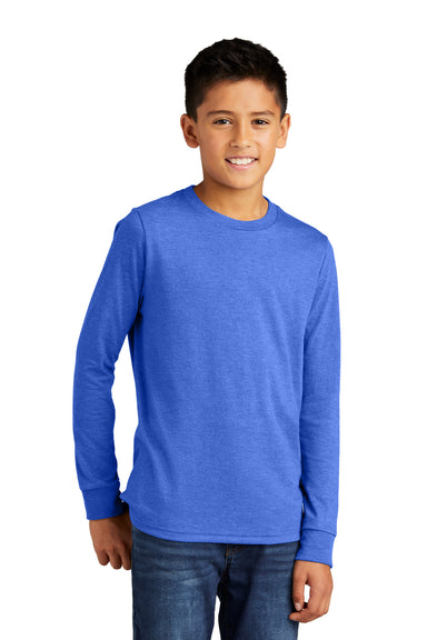 District DT132Y Youth Perfect Tri Long Sleeve Crewneck T-Shirt Royal Blue Frost Model Front