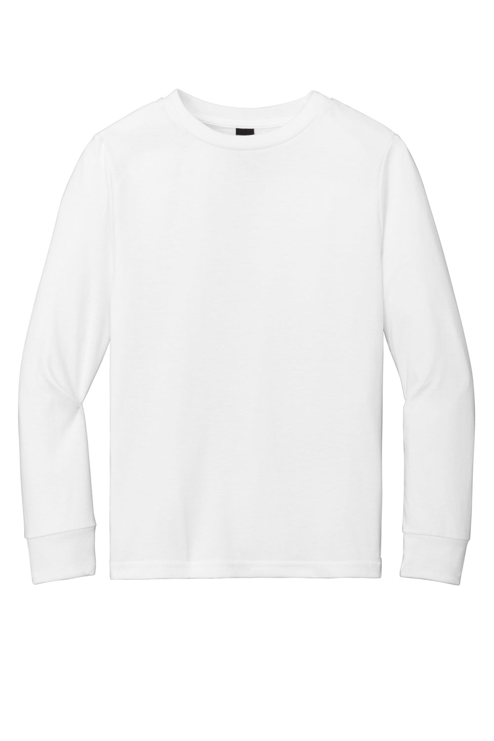 District DT132Y Youth Perfect Tri Long Sleeve Crewneck T-Shirt White Flat Front