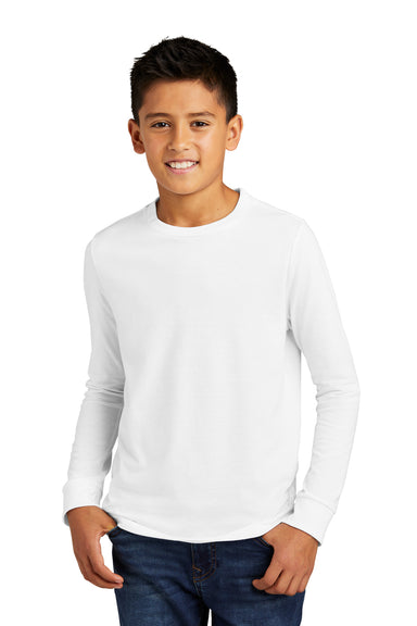 District DT132Y Youth Perfect Tri Long Sleeve Crewneck T-Shirt White Model Front