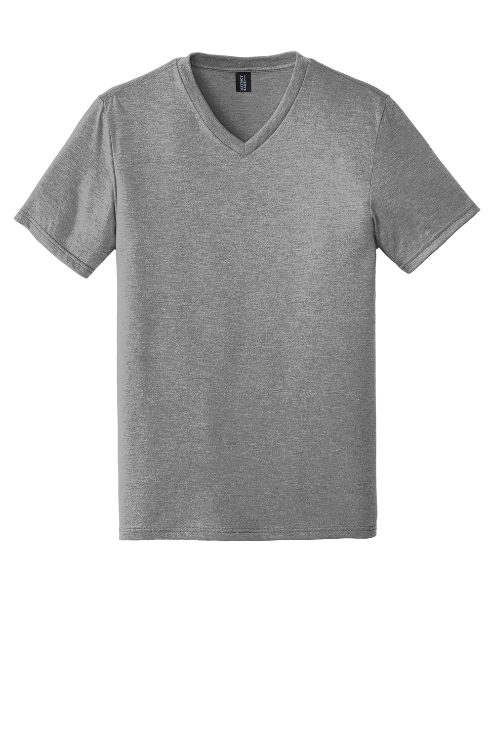 District DT1350 Mens Perfect Tri Short Sleeve V-Neck T-Shirt Grey Frost Flat Front