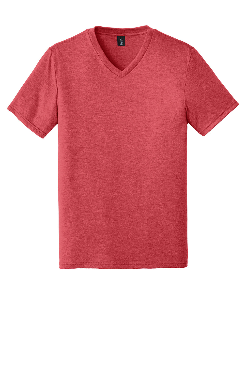 District DT1350 Mens Perfect Tri Short Sleeve V-Neck T-Shirt Red Frost Flat Front