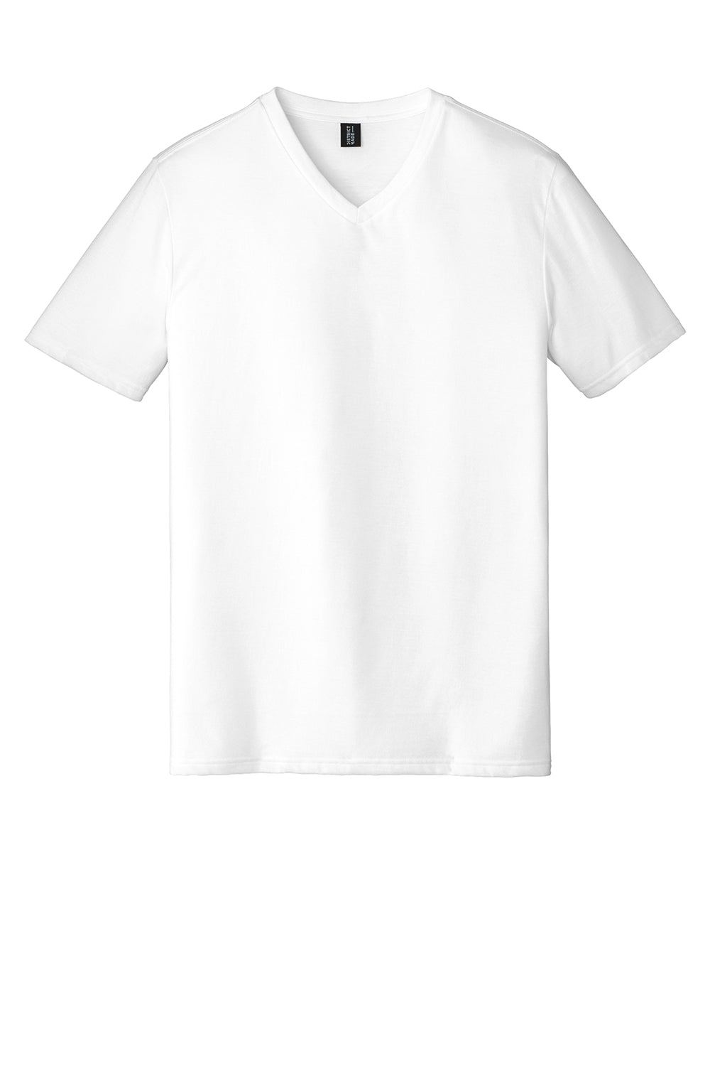 District DT1350 Mens Perfect Tri Short Sleeve V-Neck T-Shirt White Flat Front