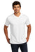 District DT1350 Mens Perfect Tri Short Sleeve V-Neck T-Shirt White Model Front