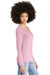 District DT135 Womens Perfect Tri Long Sleeve V-Neck T-Shirt Heather Wisteria Pink Model Side