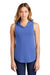 District DT1375 Womens Perfect Sleeveless Hooded T-Shirt Hoodie Royal Blue Frost Model Front