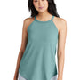 District Womens Perfect Tri Rocker Tank Top - Heather Eucalyptus Blue