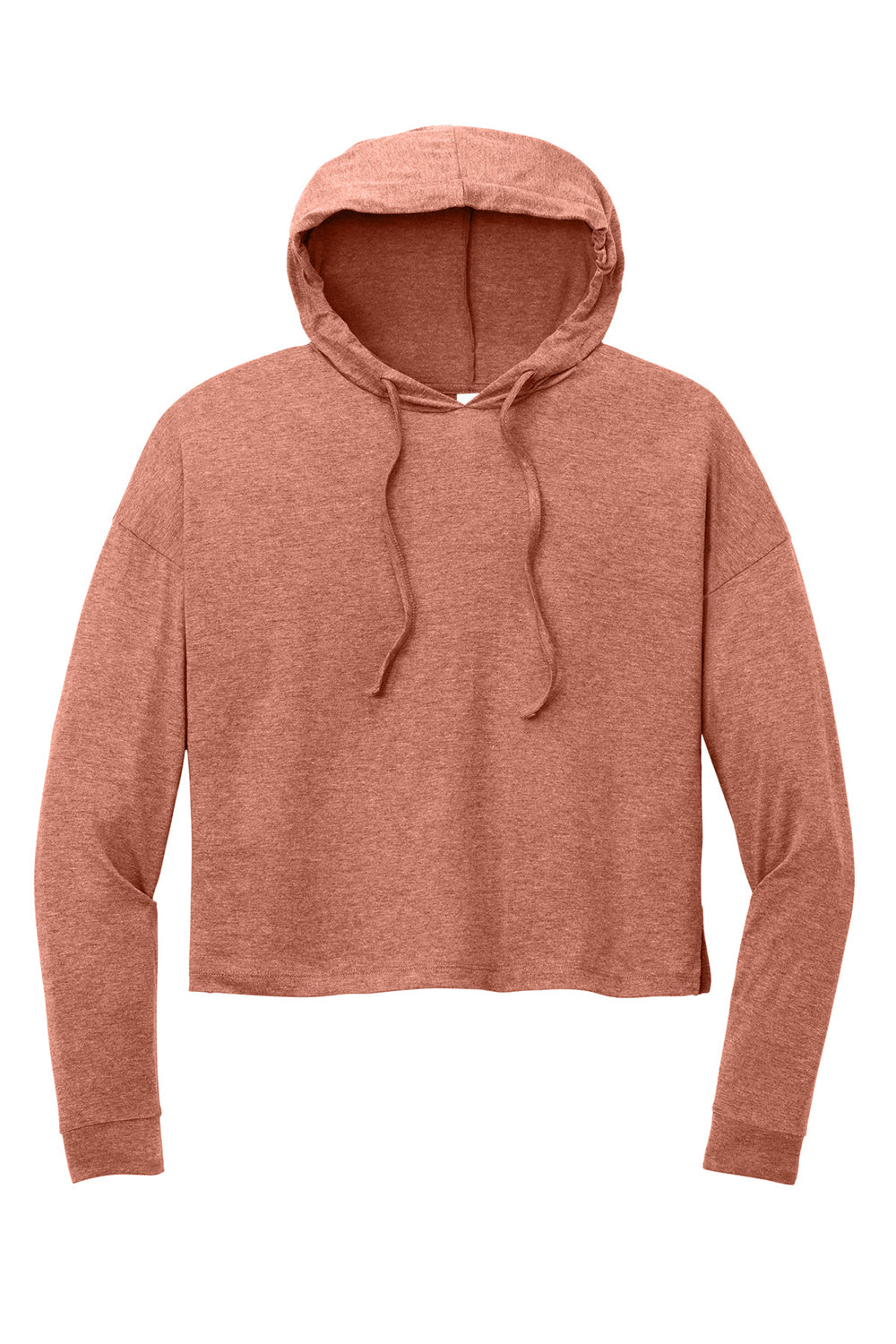 District DT1390L Womens Perfect Tri Midi Hooded Sweatshirt Hoodie Heather Desert Rose Flat Front