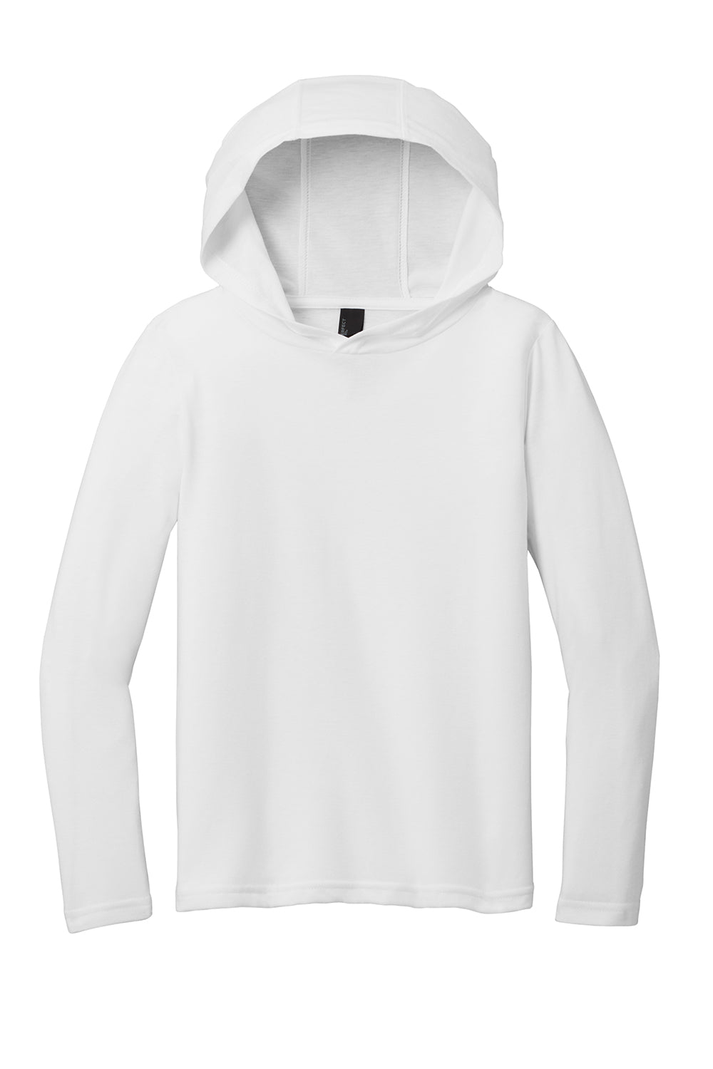 District DT139Y Youth Perfect Long Sleeve Hooded T-Shirt Hoodie White Flat Front