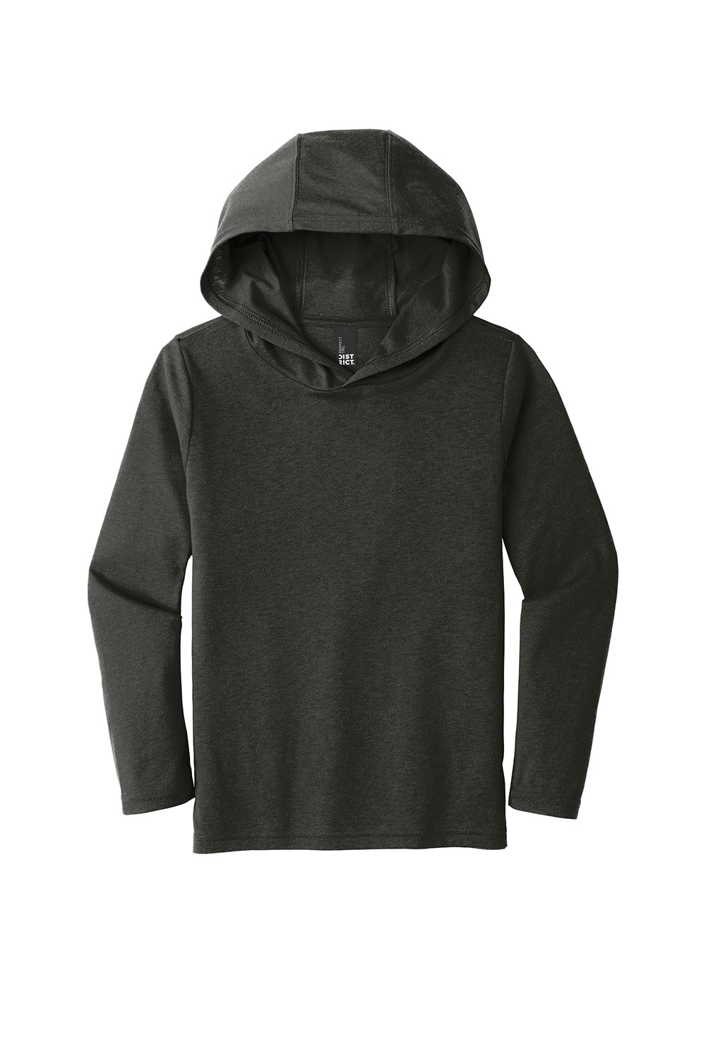 District DT139Y Youth Perfect Long Sleeve Hooded T-Shirt Hoodie Black Frost Flat Front