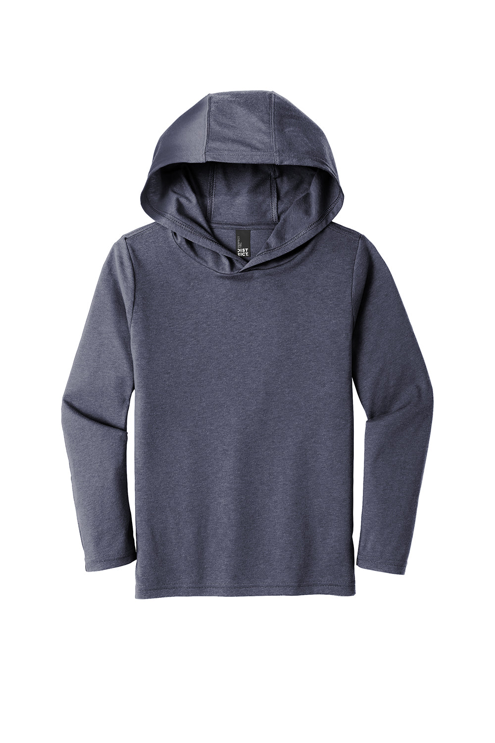 District DT139Y Youth Perfect Long Sleeve Hooded T-Shirt Hoodie Navy Blue Frost Flat Front