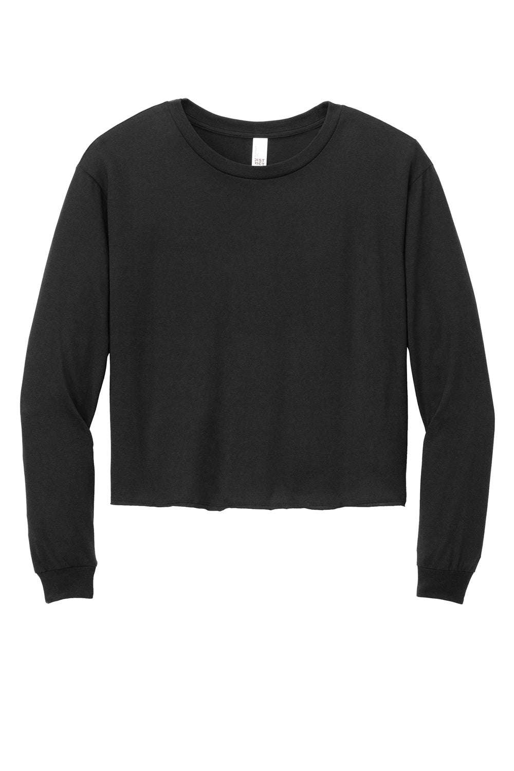 District DT141 Womens Perfect Tri Midi Long Sleeve Crewneck T-Shirt Black Flat Front