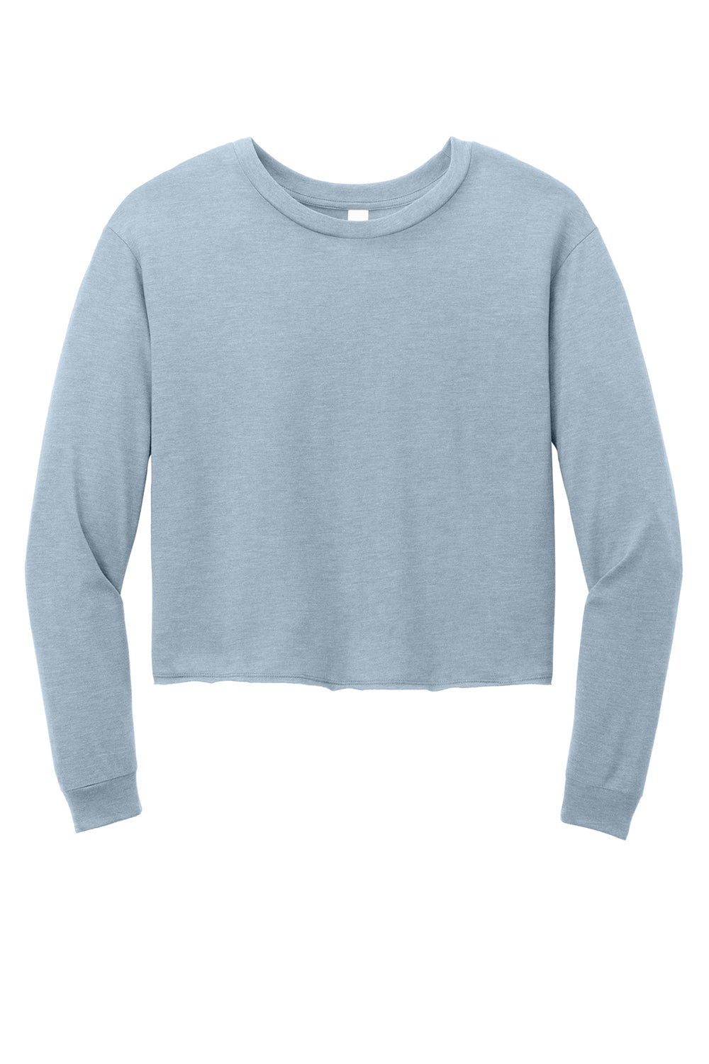 District DT141 Womens Perfect Tri Midi Long Sleeve Crewneck T-Shirt Heather Flint Blue Flat Front