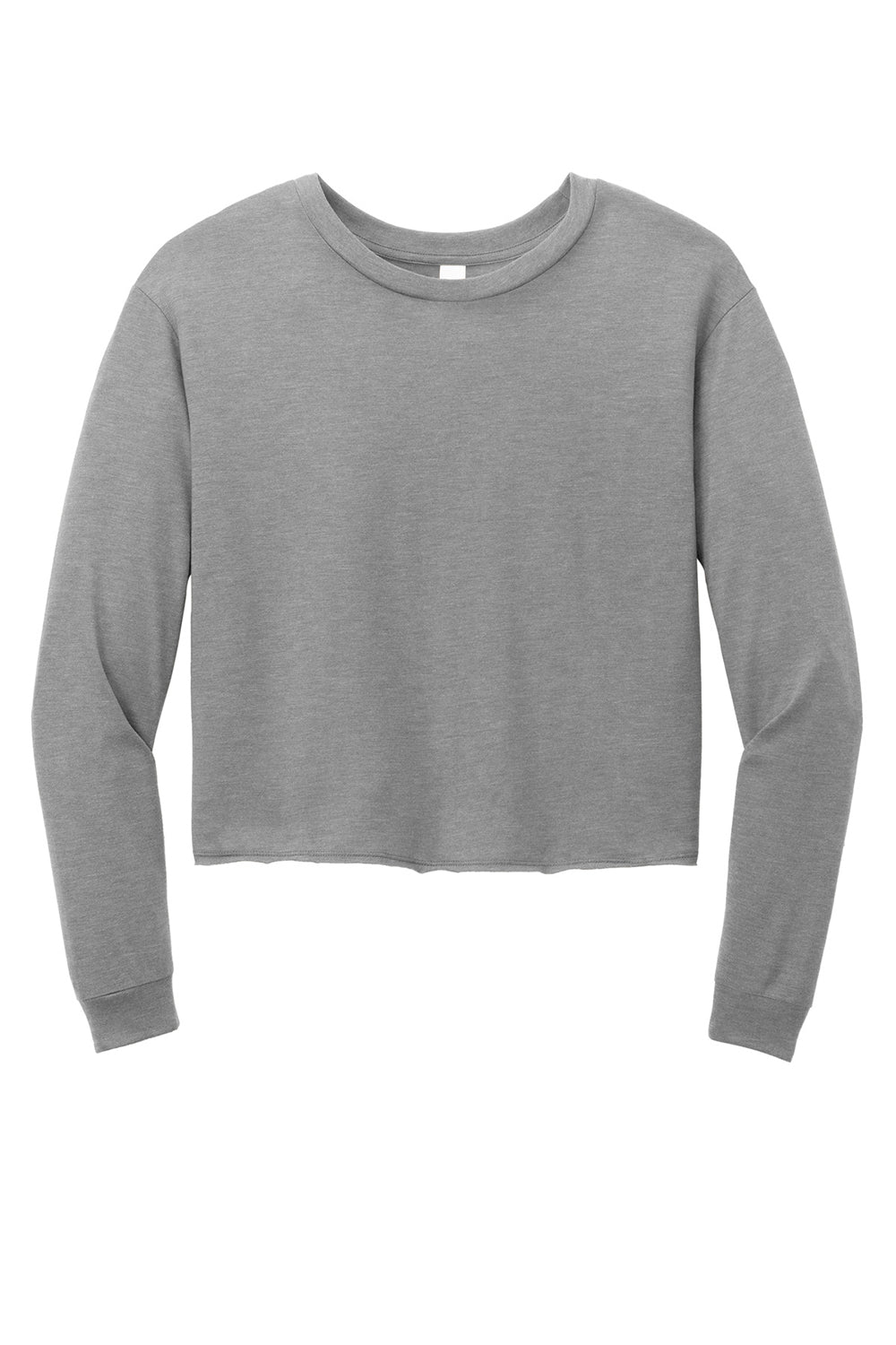 District DT141 Womens Perfect Tri Midi Long Sleeve Crewneck T-Shirt Grey Frost Flat Front