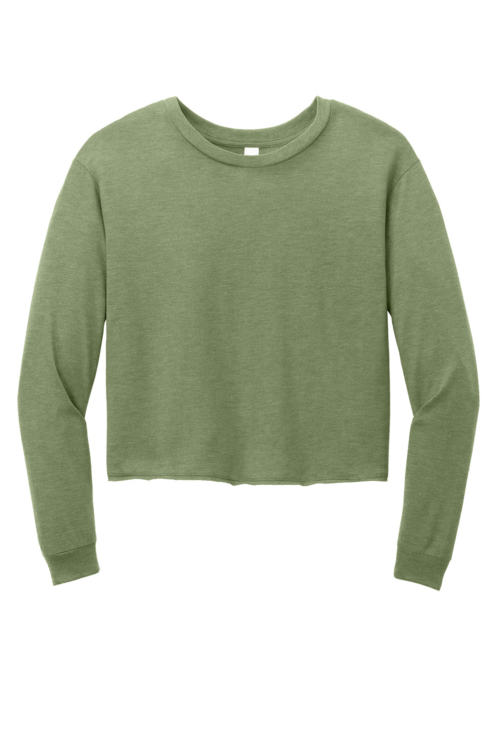 District DT141 Womens Perfect Tri Midi Long Sleeve Crewneck T-Shirt Military Green Frost Flat Front