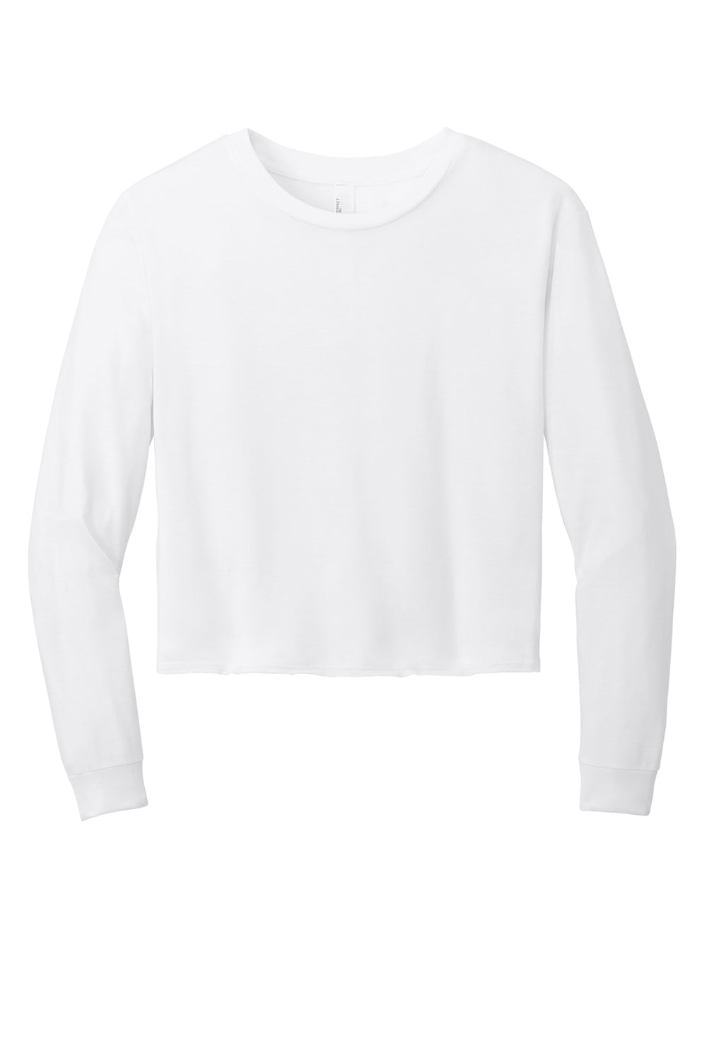 District DT141 Womens Perfect Tri Midi Long Sleeve Crewneck T-Shirt White Flat Front