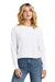 District DT141 Womens Perfect Tri Midi Long Sleeve Crewneck T-Shirt White Model Front