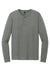 District DT145 Mens Perfect Tri Long Sleeve Henley T-Shirt Heather Charcoal Grey Flat Front