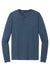 District DT145 Mens Perfect Tri Long Sleeve Henley T-Shirt Navy Blue Frost Flat Front