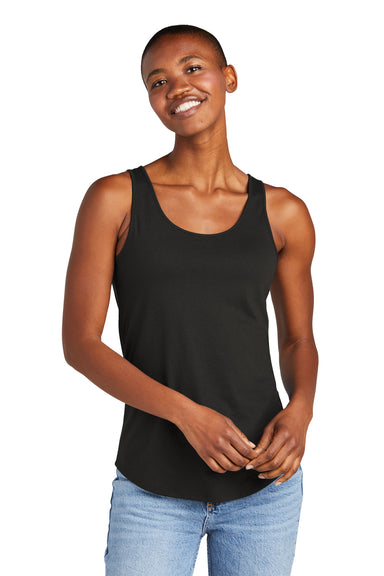 District DT151 Womens Perfect Tri Relaxed Tank Top Black Model Front