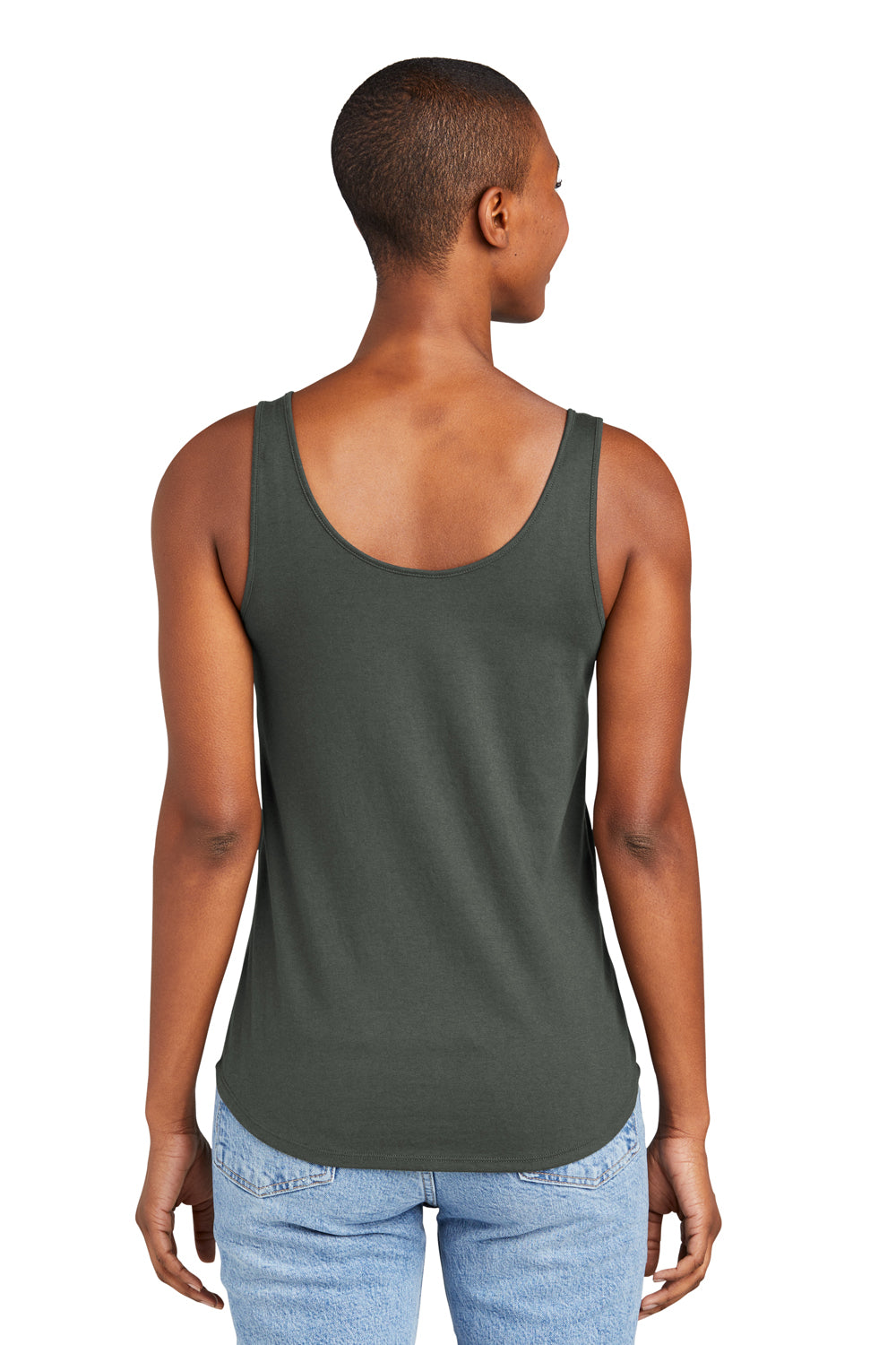 District DT151 Womens Perfect Tri Relaxed Tank Top Deepest Grey Model Back