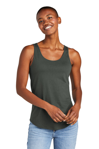 District DT151 Womens Perfect Tri Relaxed Tank Top Deepest Grey Model Front