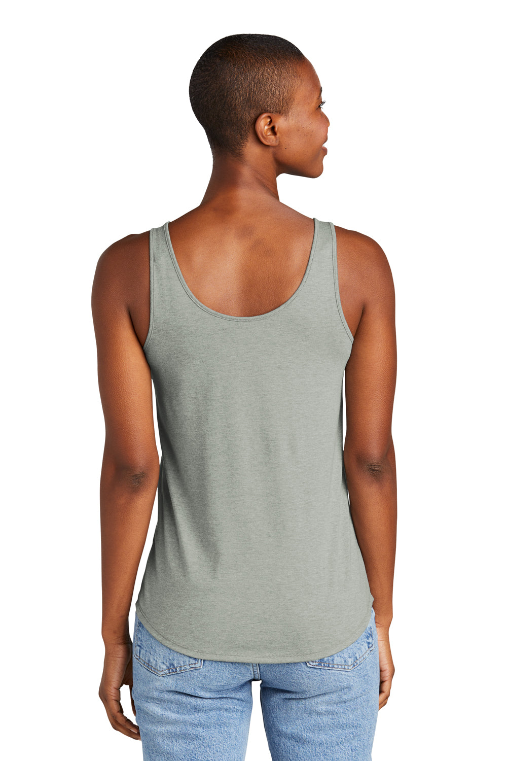 District DT151 Womens Perfect Tri Relaxed Tank Top Heather Grey Model Back