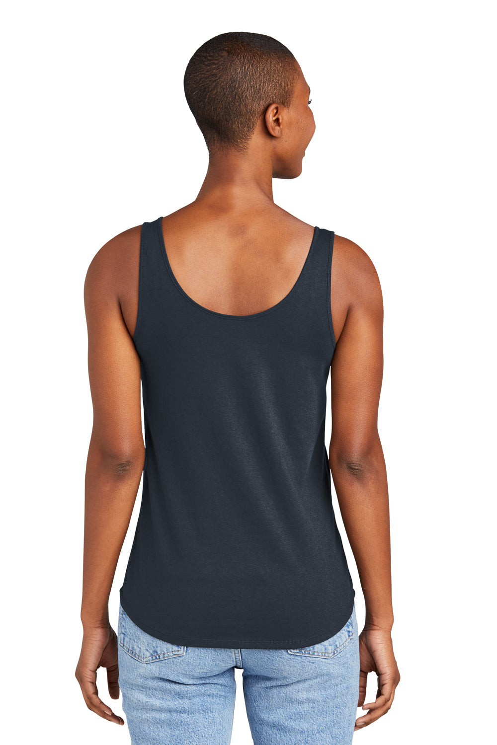 District DT151 Womens Perfect Tri Relaxed Tank Top New Navy Blue Model Back