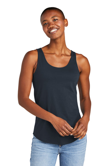 District DT151 Womens Perfect Tri Relaxed Tank Top New Navy Blue Model Front