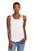 District DT151 Womens Perfect Tri Relaxed Tank Top White Model Front