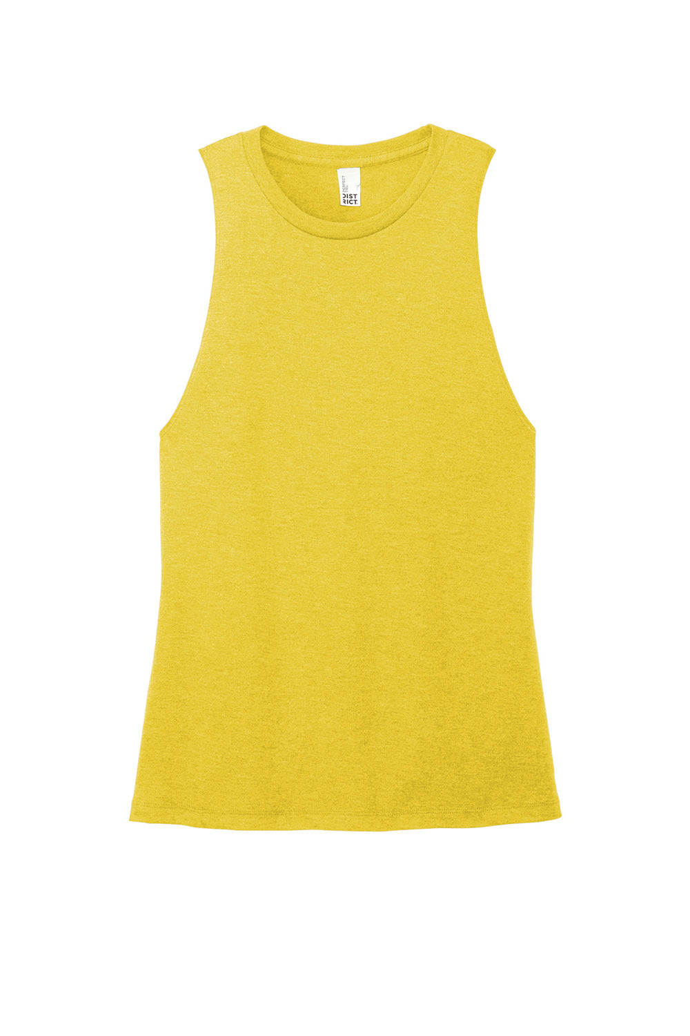 District DT153 Womens Perfect Tri Muscle Tank Top Heather Ochre Yellow Flat Front