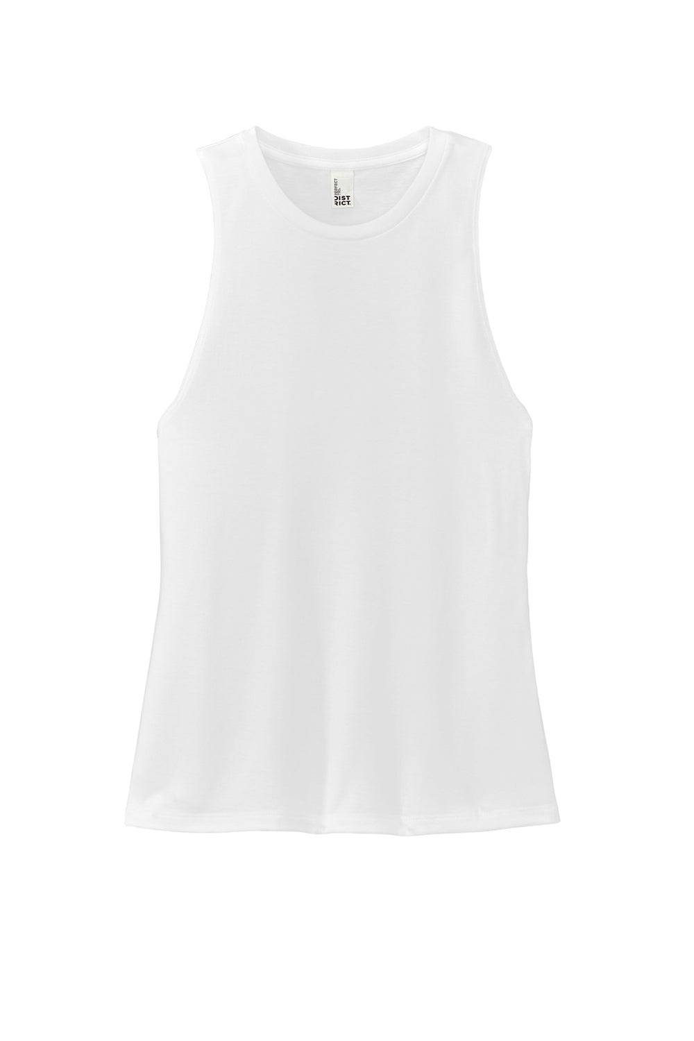 District DT153 Womens Perfect Tri Muscle Tank Top White Flat Front