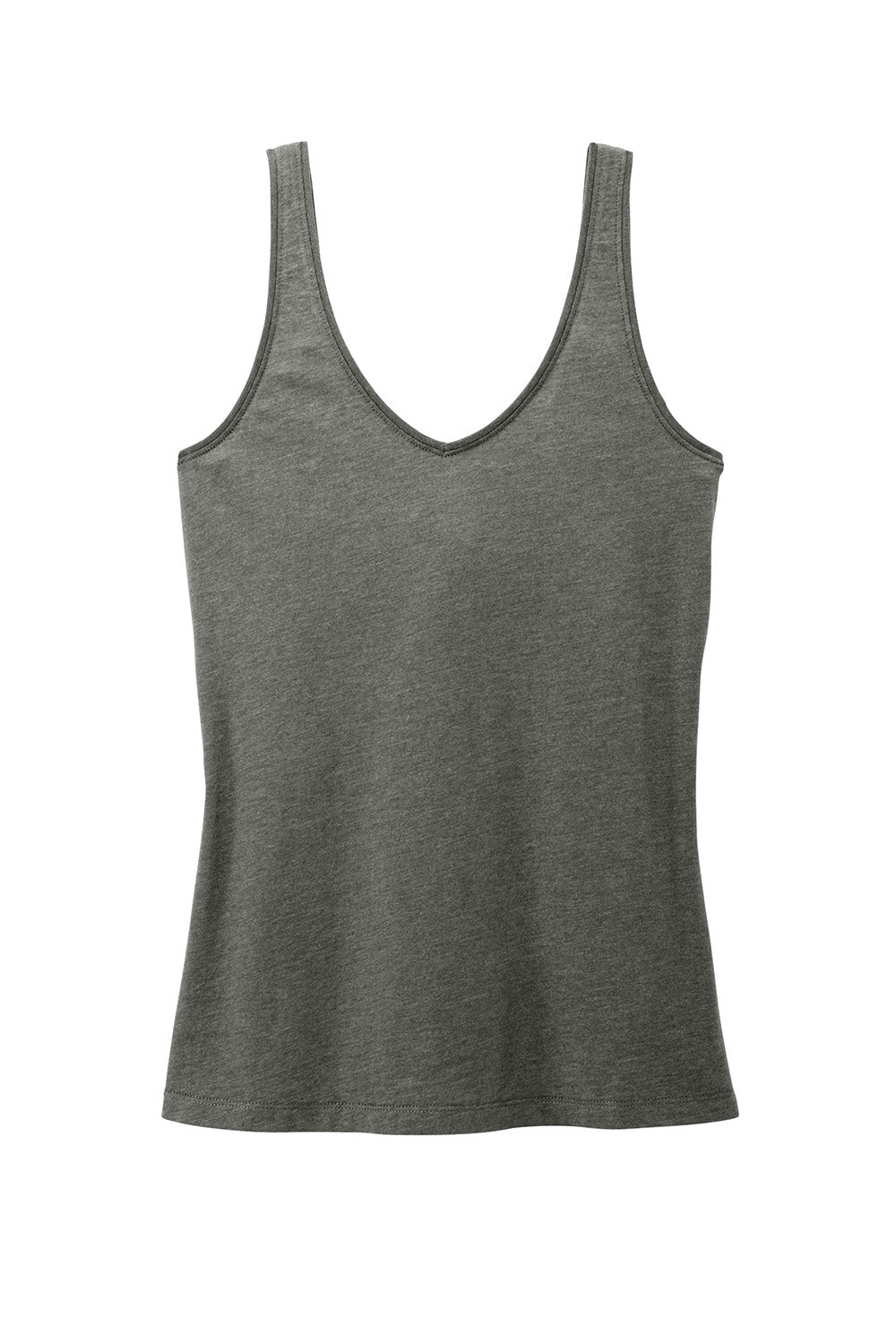 District DT154 Womens Perfect Blend CVC V-Neck Tank Top Heather Charcoal Grey Flat Front