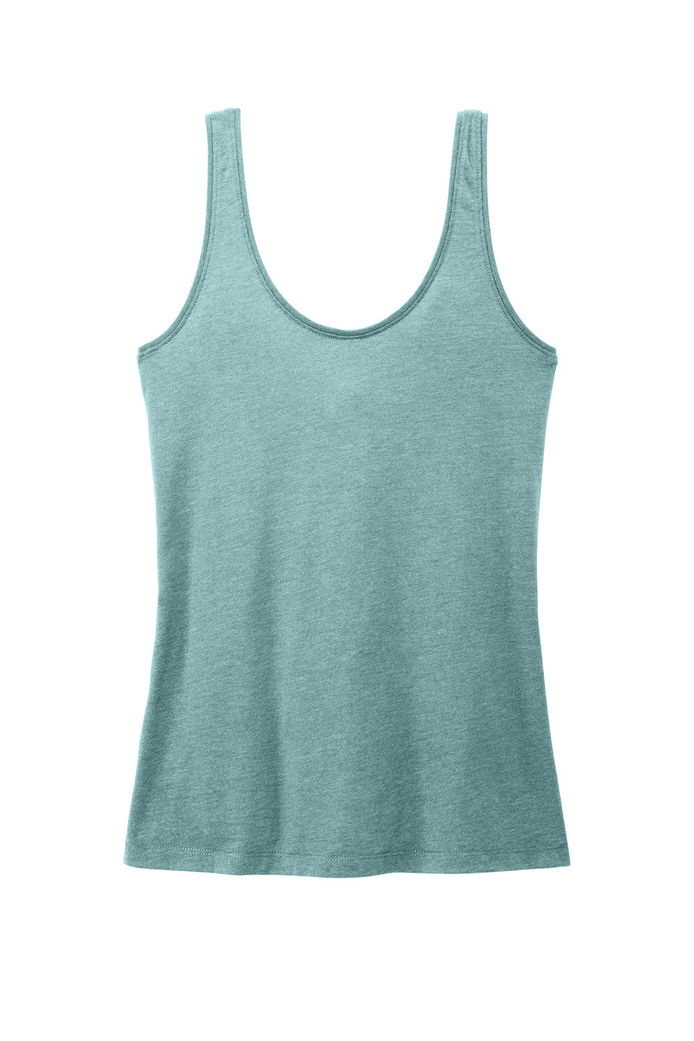 District DT154 Womens Perfect Blend CVC V-Neck Tank Top Heather Eucalyptus Blue Flat Back