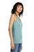 District DT154 Womens Perfect Blend CVC V-Neck Tank Top Heather Eucalyptus Blue Model Side