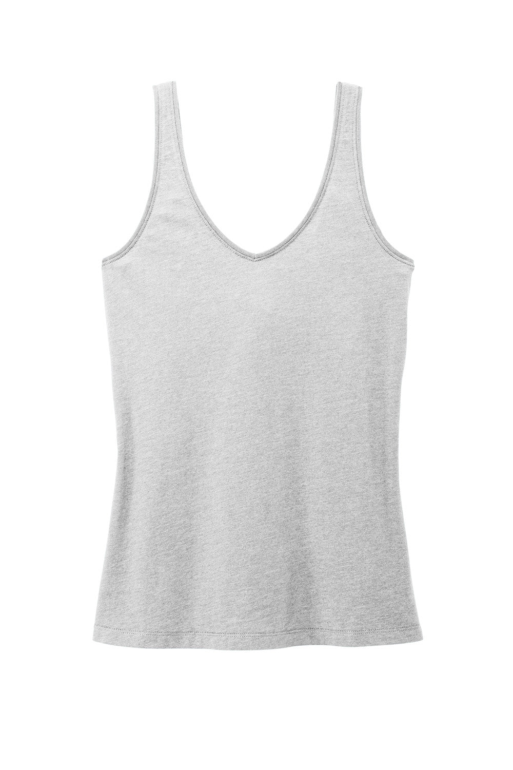 District DT154 Womens Perfect Blend CVC V-Neck Tank Top Heather Light Grey Flat Front