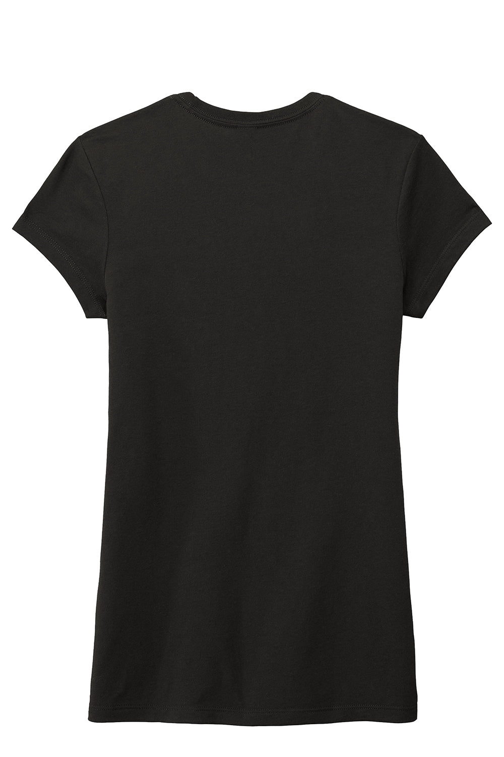 District DT155 Womens Fitted Perfect Tri Short Sleeve Crewneck T-Shirt Black Flat Back