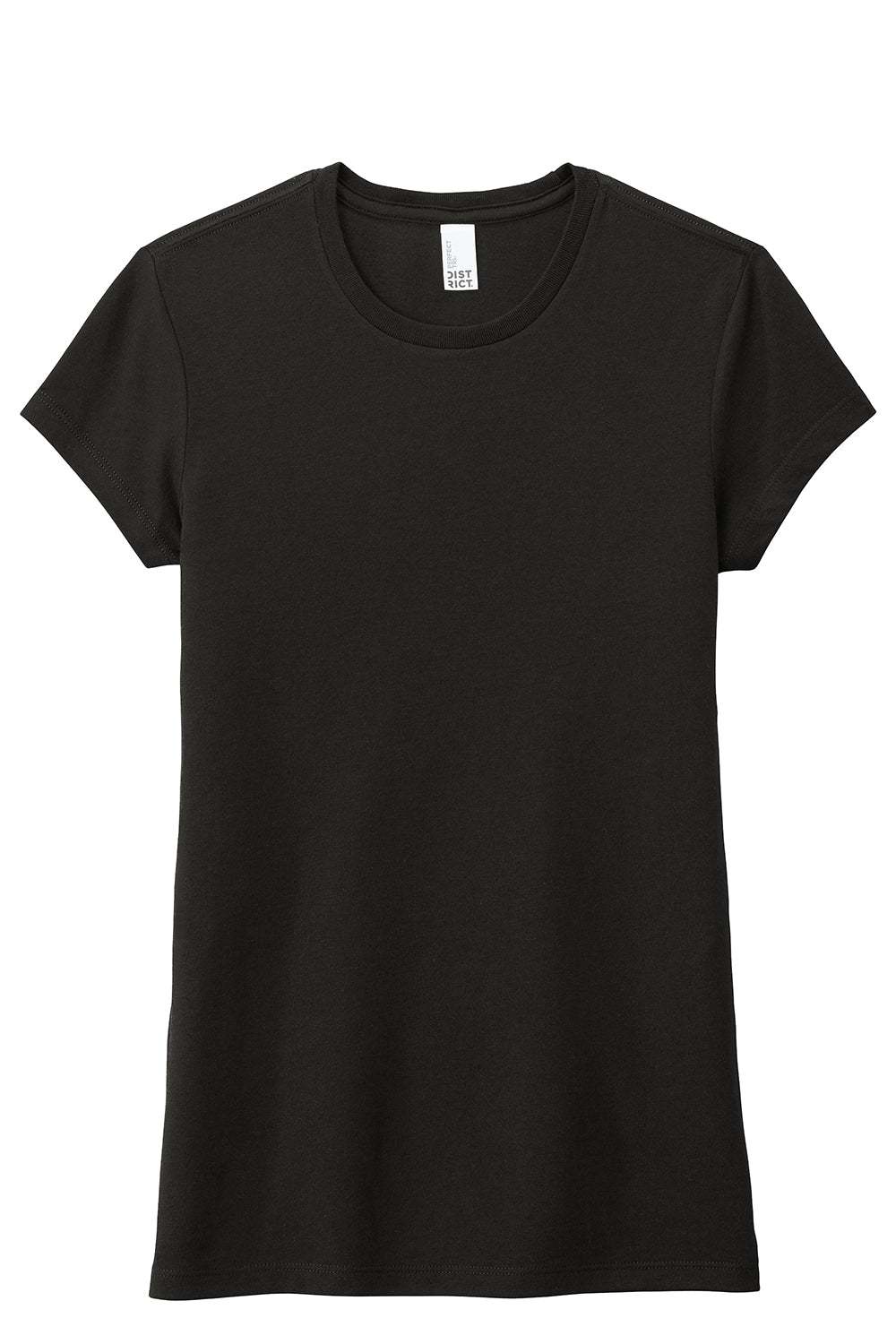 District DT155 Womens Fitted Perfect Tri Short Sleeve Crewneck T-Shirt Black Flat Front