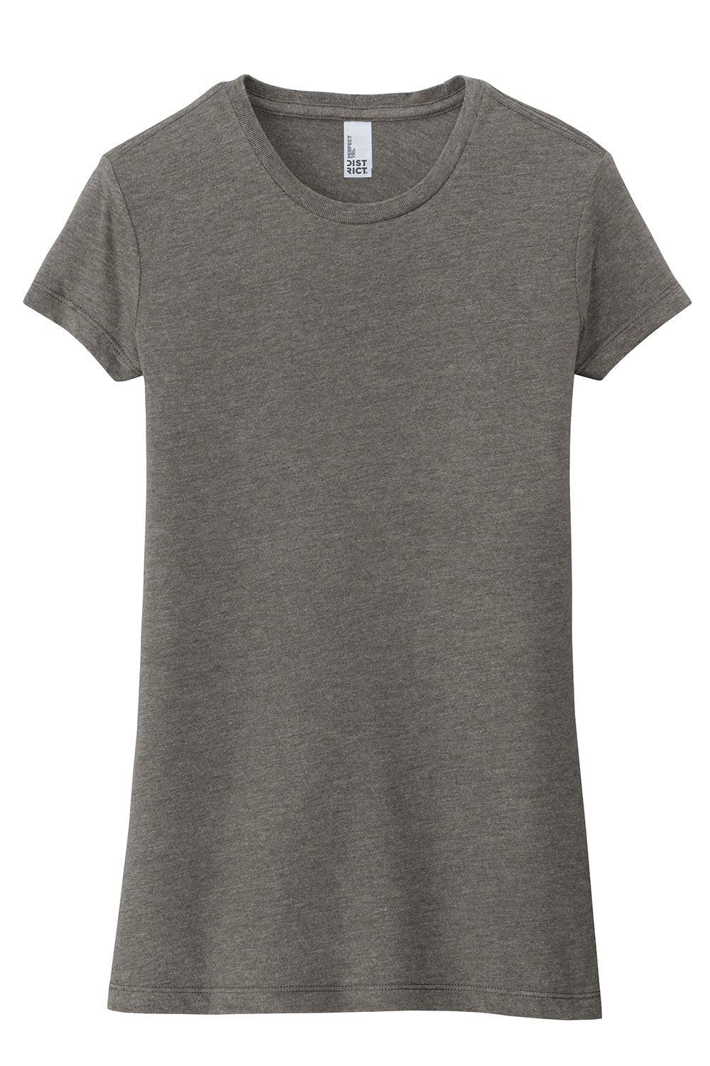 District DT155 Womens Fitted Perfect Tri Short Sleeve Crewneck T-Shirt Grey Frost Flat Front