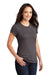 District DT155 Womens Fitted Perfect Tri Short Sleeve Crewneck T-Shirt Heather Charcoal Grey Model 3q