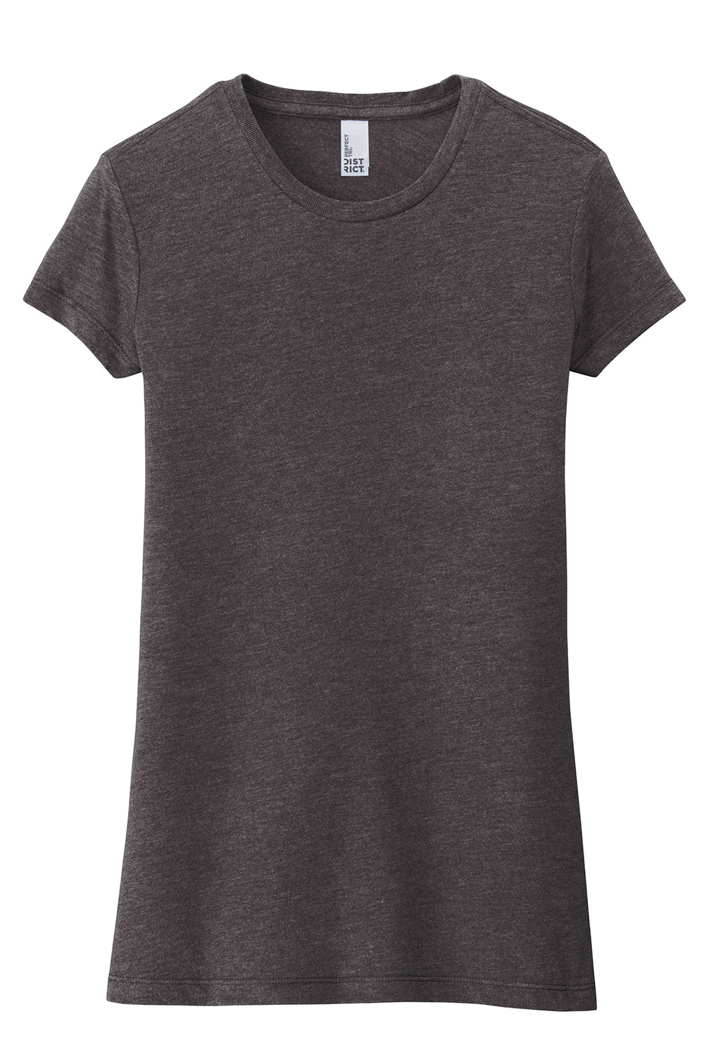 District DT155 Womens Fitted Perfect Tri Short Sleeve Crewneck T-Shirt Heather Charcoal Grey Flat Front