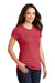 District DT155 Womens Fitted Perfect Tri Short Sleeve Crewneck T-Shirt Red Frost Model 3q