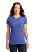 District DT155 Womens Fitted Perfect Tri Short Sleeve Crewneck T-Shirt Royal Blue Frost Model Front