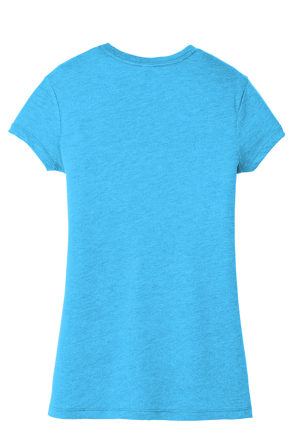 District DT155 Womens Fitted Perfect Tri Short Sleeve Crewneck T-Shirt Turquoise Blue Frost Flat Back