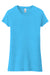 District DT155 Womens Fitted Perfect Tri Short Sleeve Crewneck T-Shirt Turquoise Blue Frost Flat Front