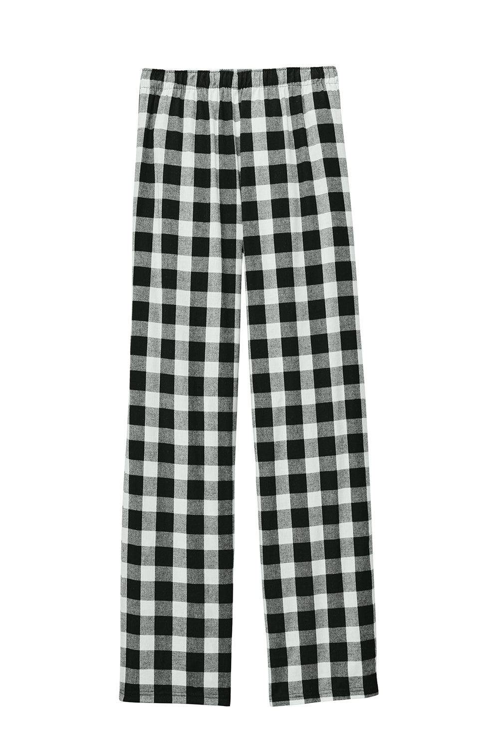 District DT1800 Mens Flannel Plaid Lounge Pants Black/White Buffalo Check Flat Back