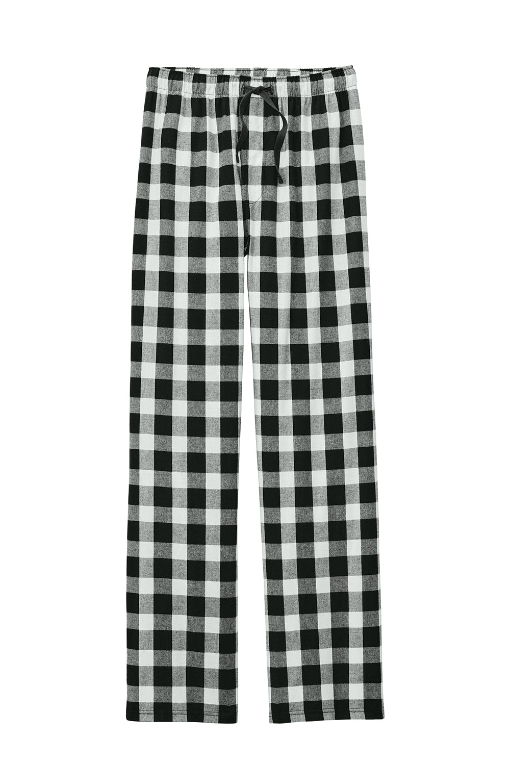 District DT1800 Mens Flannel Plaid Lounge Pants Black/White Buffalo Check Flat Front