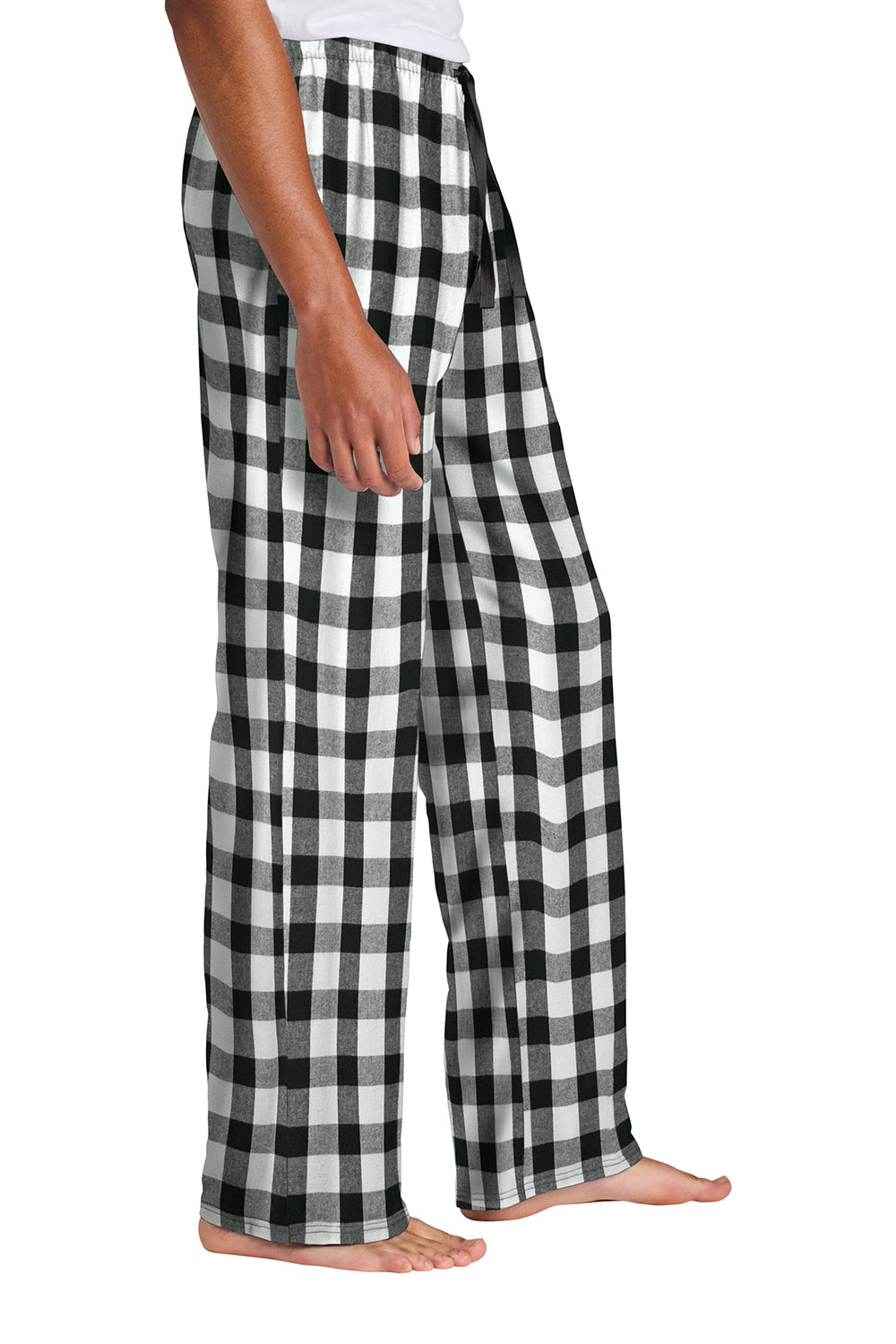 District DT1800 Mens Flannel Plaid Lounge Pants Black/White Buffalo Check Model Side