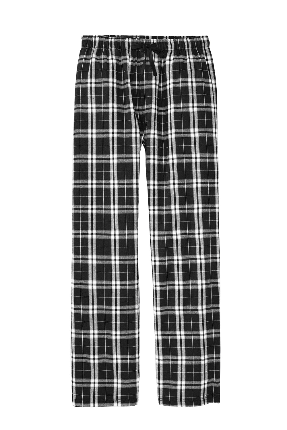 District DT1800 Mens Flannel Plaid Lounge Pants Black Flat Front